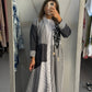 Beige striped abaya