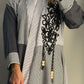 Beige striped abaya