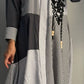 Beige striped abaya