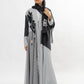 Beige striped abaya