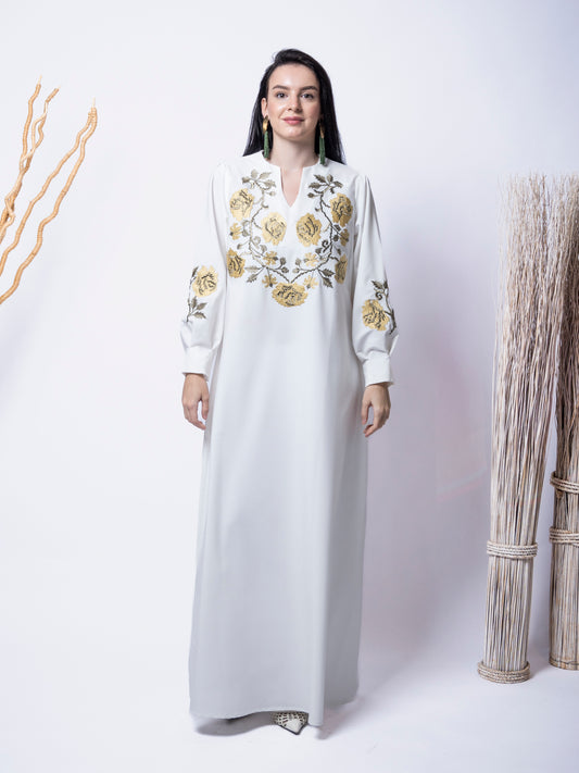 Shams Abaya crepe embroider
