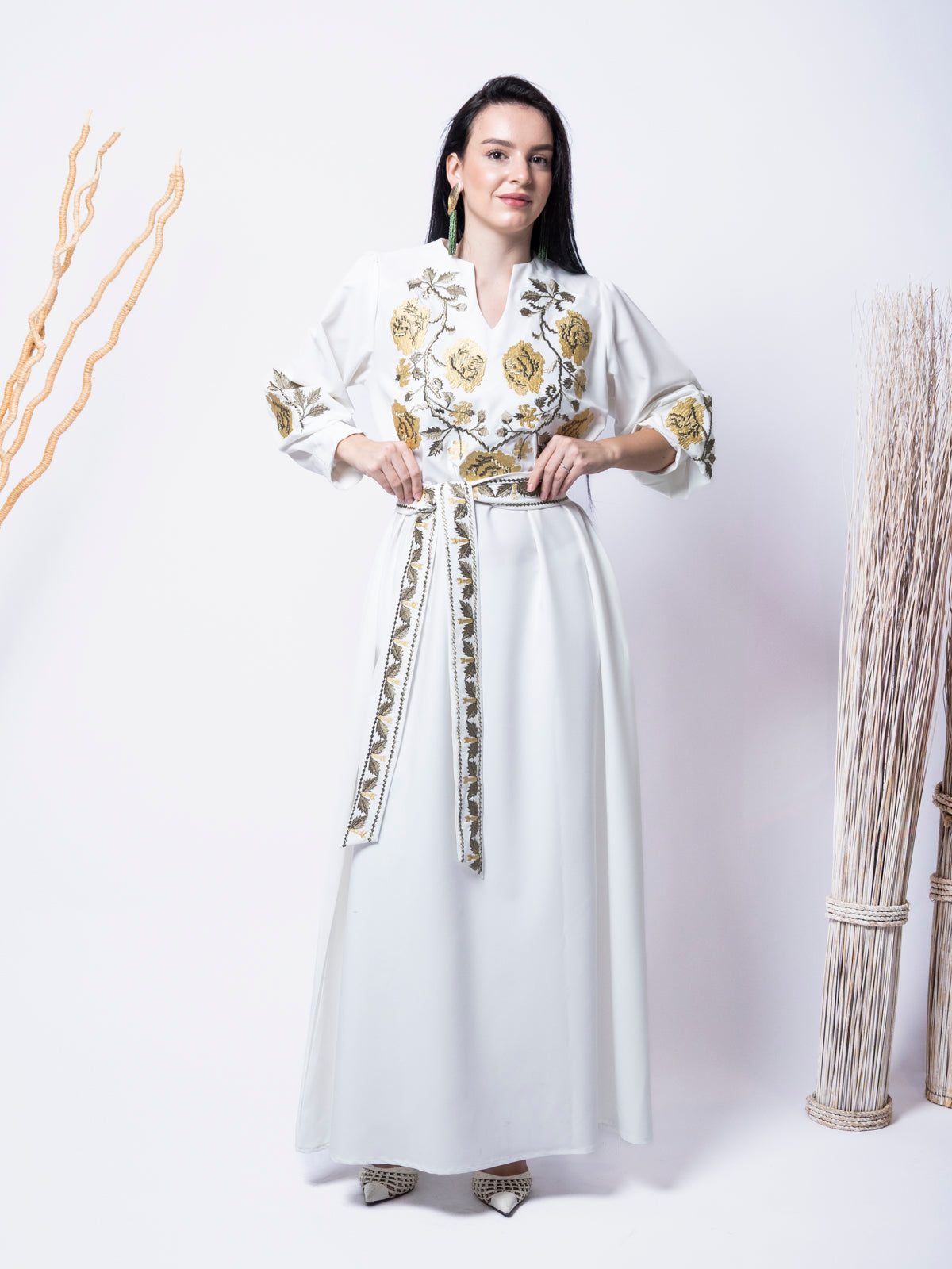 Shams Abaya crepe embroider
