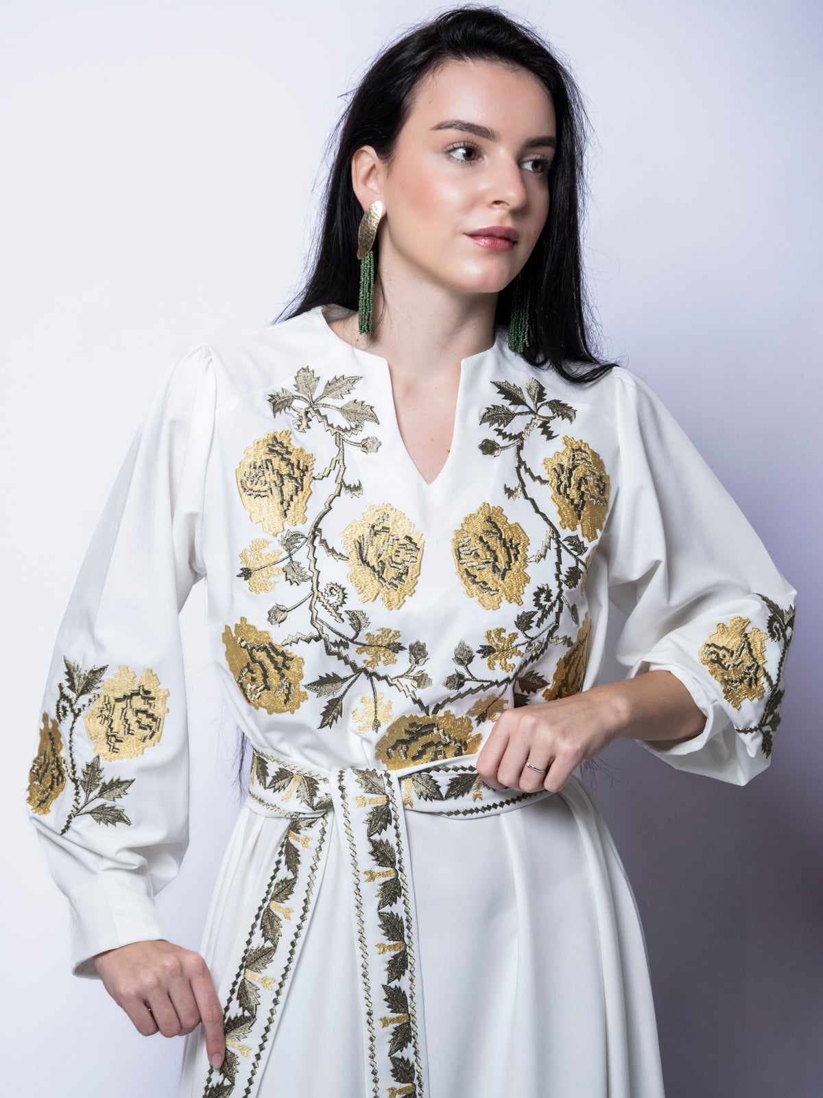 Shams Abaya crepe embroider