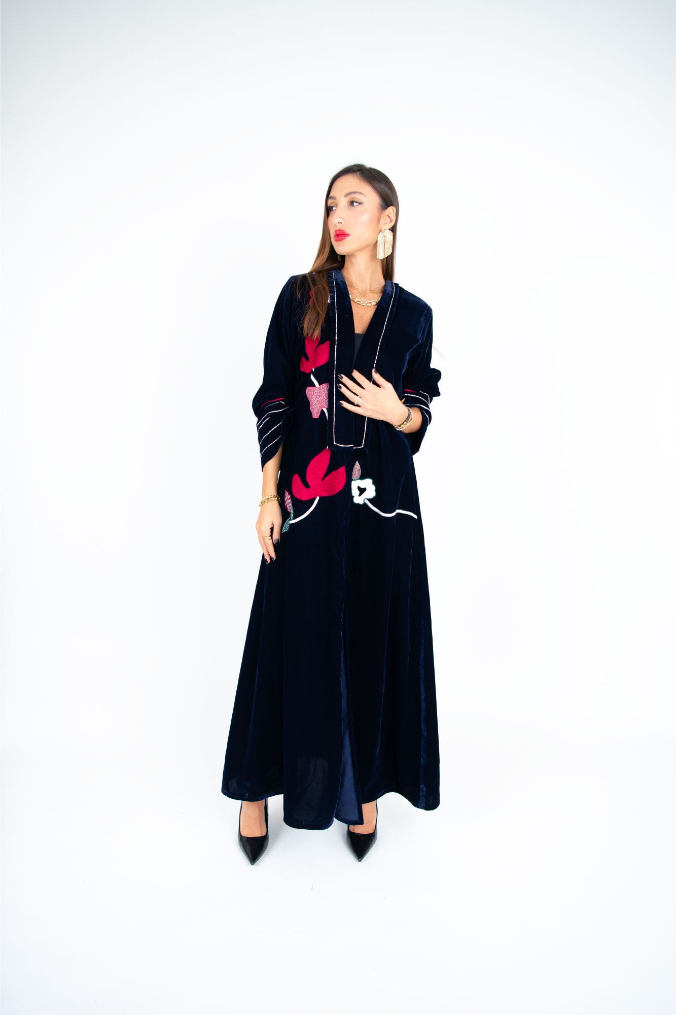 black velvet abaya dress