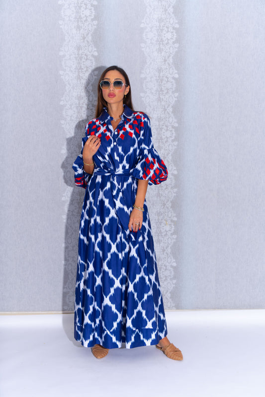 blue Jacquard Abaya