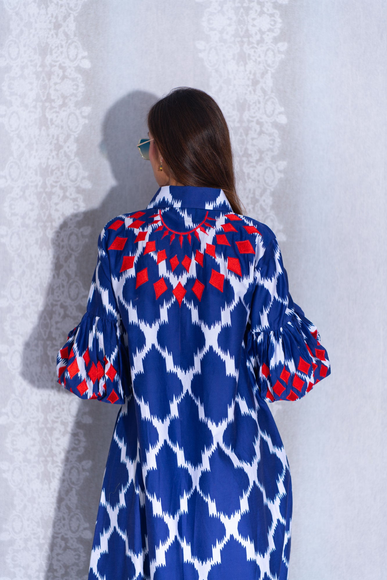 blue Jacquard Abaya dress