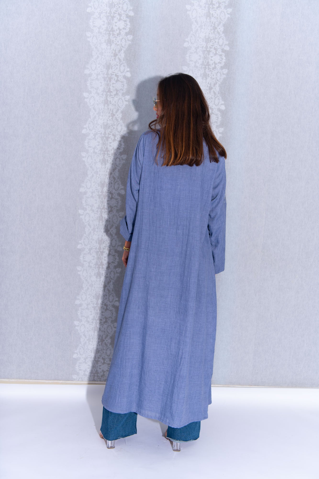 blue denim abaya dress