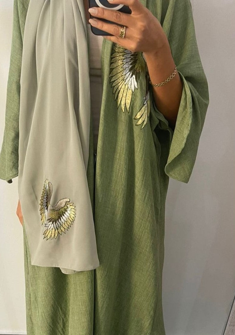 green Cotton Angel Abaya