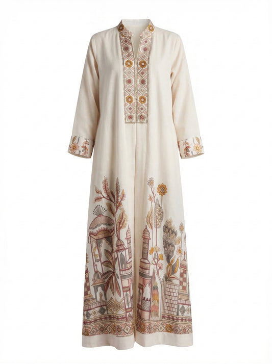 Oasis Garden Linen-Blend Abaya