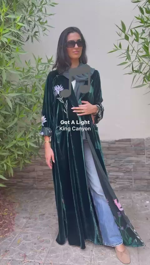 Green velvet double face Abaya