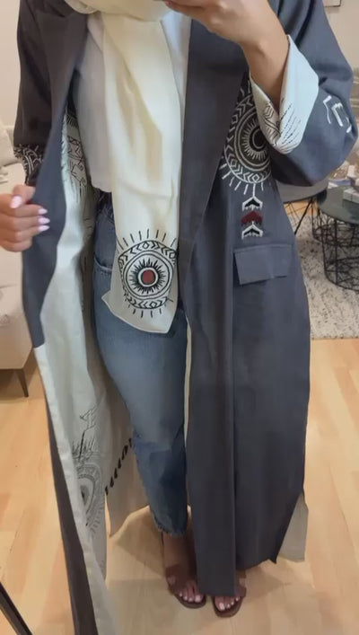 Tribal Gray abaya