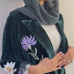Green velvet double face Abaya