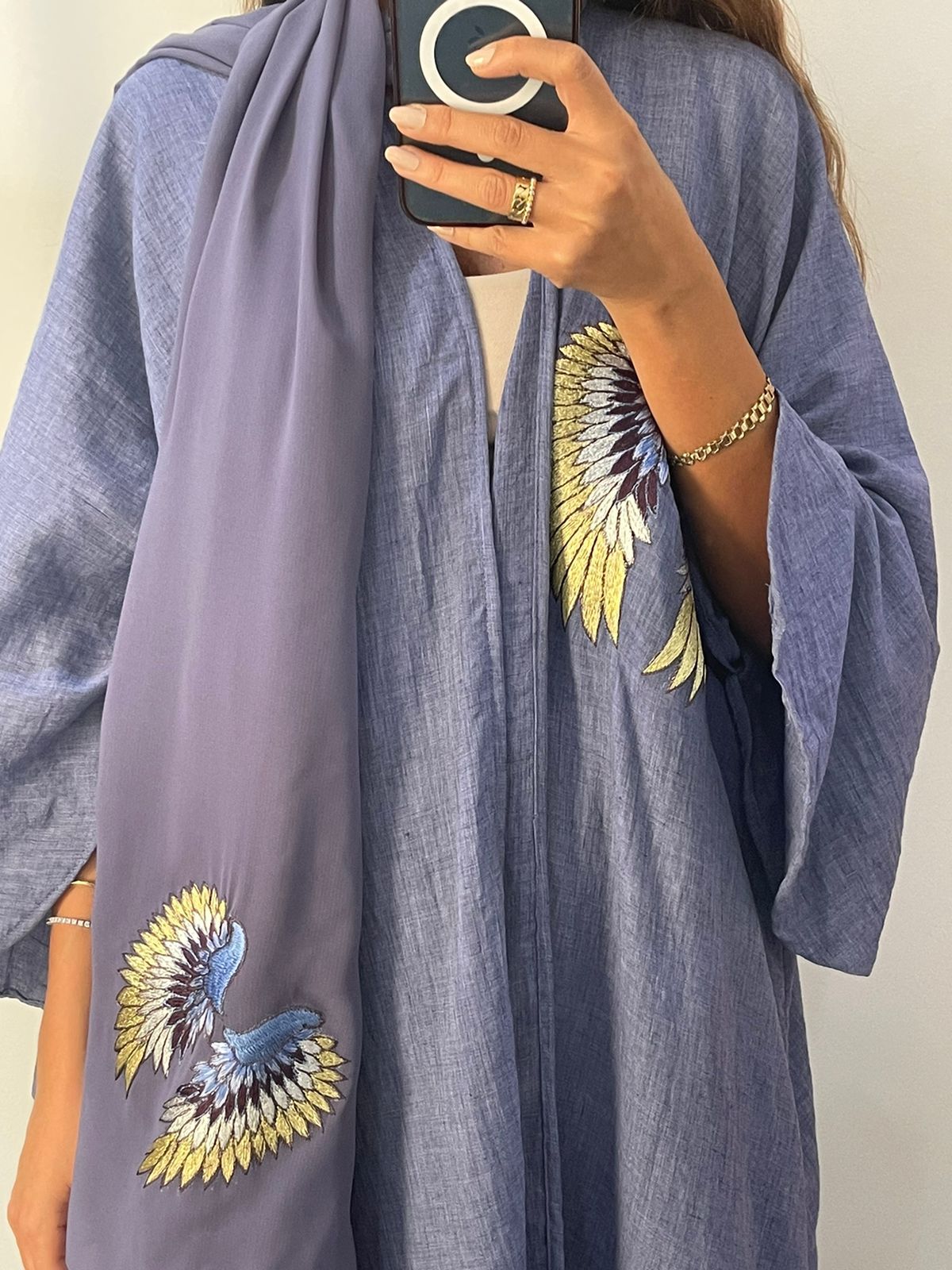 purple blue Cotton Angel Abaya