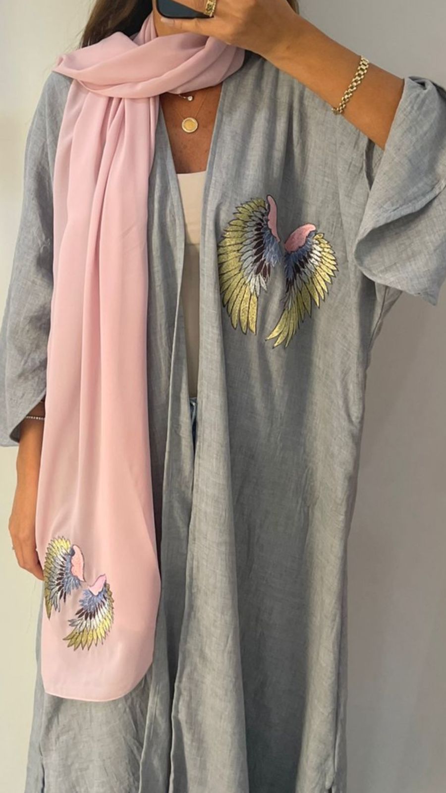 sky blue Cotton Abaya