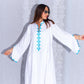 white Arabesque Linen Abaya